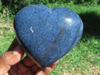 Polished Medium Sized Lazulite Hearts x 4 From Madagascar - TopRock