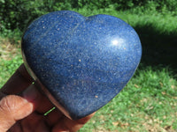 Polished Medium Sized Lazulite Hearts x 4 From Madagascar - TopRock