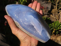 Polished Blue Lace Agate Standing Free Form x 1 From Nsanje, Malawi