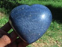 Polished Medium Sized Lazulite Hearts x 4 From Madagascar - TopRock