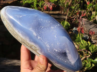 Polished Blue Lace Agate Standing Free Form x 1 From Nsanje, Malawi