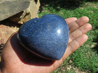 Polished Medium Sized Lazulite Hearts x 4 From Madagascar - TopRock