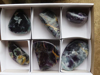 Polished Semi Translucent Watermelon Fluorite Free Forms  x 6 From Uis, Namibia - Toprock Gemstones and Minerals 