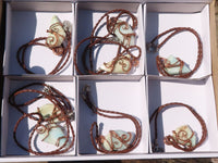 Polished Copper Wire Wrapped Blue Smithsonite Pendants x 8 From Congo