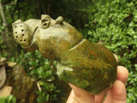 Polished Green Verdite Hippo Carvings  x 2 From Zimbabwe - TopRock