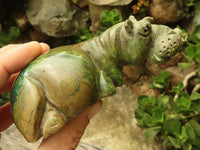 Polished Green Verdite Hippo Carvings  x 2 From Zimbabwe - TopRock