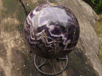 Polished Giant Flower  Amethyst Sphere With Custom Metal Stand x 2 From Zambia - TopRock