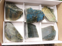 Polished One Side Polished Labradorite Slices  x 6 From Tulear, Madagascar - TopRock