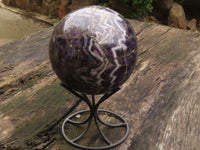 Polished Giant Flower  Amethyst Sphere With Custom Metal Stand x 2 From Zambia - TopRock