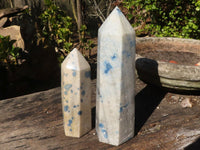 Polished Blue Spotted Spinel Quartz Points x 2 From Madagascar