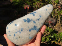 Polished Blue Spotted Spinel Quartz Standing Free Form x 1 From Madagascar