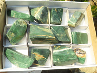 Polished New Green Chrysoprase Free Forms  x 12 From Namibia