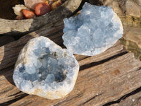 Natural Blue Celestite Crystal Specimens  x 2 From Sakoany, Madagascar - Toprock Gemstones and Minerals 