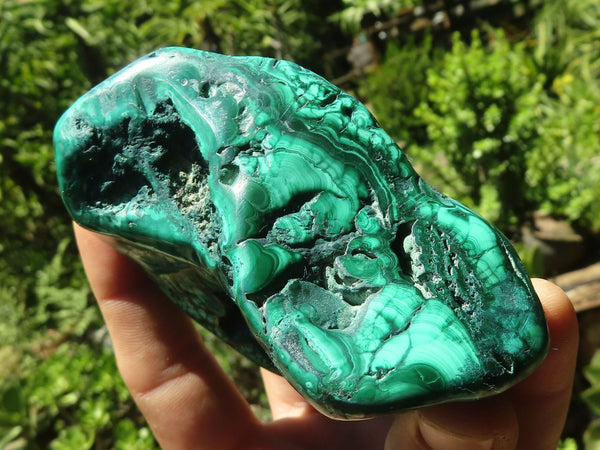 Polished Malachite Free Forms With Stunning Flower & Banding Patterns x 4 From Congo - TopRock