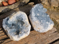 Natural Blue Celestite Crystal Specimens  x 2 From Sakoany, Madagascar - Toprock Gemstones and Minerals 