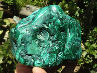 Polished Malachite Free Forms With Stunning Flower & Banding Patterns x 4 From Congo - TopRock