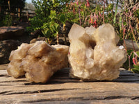 Natural Cascading Smokey Quartz Clusters x 2 From Luena, Congo