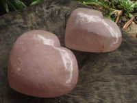 Polished Gemmy Pink Rose Quartz Hearts x 2 From Ambatondrazaka, Madagascar - TopRock