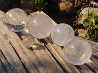 Polished Clear Quartz Crystal Balls x 5 From Madagascar