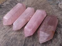 Polished Gemmy Pink Rose Quartz Double Terminated Points  x 4 From Ambatondrazaka, Madagascar - TopRock