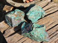 Natural Rough Shattuckite With Malachite & Cuprite Specimens  x 3 From Kaokoveld, Namibia - Toprock Gemstones and Minerals 