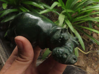 Polished Verdite Hippo Carvings  x 3 From Zimbabwe - TopRock