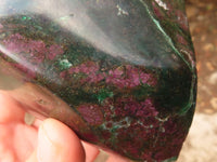 Polished Fluorescent Ruby Corundum In Chrome Verdite Free Forms x 2 From Zimbabwe