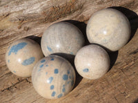 Polished Blue Spotted Spinel Quartz Spheres x 5 From Madagascar