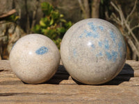 Polished Blue Spotted Spinel Quartz Spheres x 5 From Madagascar