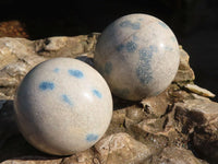 Polished Blue Spinel Quartz Spheres  x 6 From Madagascar - Toprock Gemstones and Minerals 