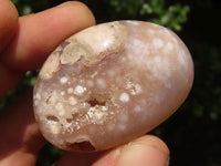 Polished Coral Flower Agate Palm Stones  x 12 From Madagascar - TopRock