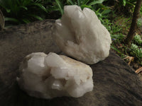 Natural White Quartz Clusters  x 2 From Madagascar - TopRock