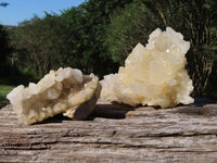 Natural Fairly Large Optic to Semi Optic Quartz Clusters x 2 From Serenje, Zambia - TopRock