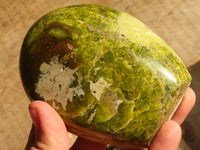 Polished  Green Opal Standing Free Forms  x 3 From Madagascar