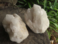 Natural White Quartz Clusters  x 2 From Madagascar - TopRock