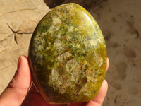 Polished  Green Opal Standing Free Forms  x 3 From Madagascar