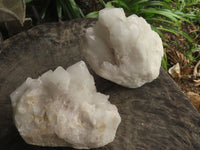 Natural White Quartz Clusters  x 2 From Madagascar - TopRock