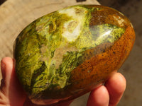 Polished  Green Opal Standing Free Forms  x 3 From Madagascar