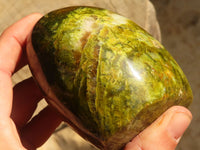 Polished  Green Opal Standing Free Forms  x 3 From Madagascar