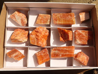 Natural New Sunset Orange Calcite Specimens  x 12 From Spitzkop, Namibia