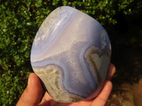 Polished Blue Lace Agate Standing Free Forms  x 2 From Nsanje, Malawi - Toprock Gemstones and Minerals 