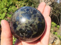 Polished Blue Iolite / Water Sapphire Spheres  x 3 From Ambatofinadrahana, Madagascar - Toprock Gemstones and Minerals 