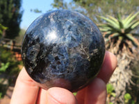 Polished Blue Iolite / Water Sapphire Spheres  x 3 From Ambatofinadrahana, Madagascar - Toprock Gemstones and Minerals 