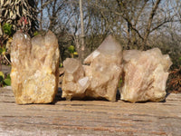 Natural Cascading Smokey Quartz Clusters x 3 From Luena, Congo