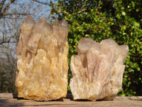 Natural Cascading Smokey Quartz Clusters x 3 From Luena, Congo