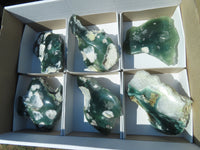 Polished One Side Mtorolite Emerald Chrysoprase Plate Specimens x 6 From Zimbabwe - TopRock