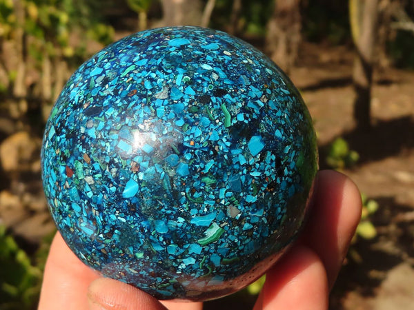 Polished  Conglomerate Chrysocolla Spheres With Azurite & Malachite  x 2 From Congo