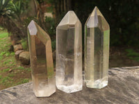 Polished Bright Optic & Smokey Quartz Points  x 12 From Madagascar - TopRock