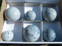 Polished Small & Medium Sized Blue Spotted Spinel Spheres x 6 From Madagascar - TopRock