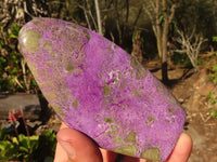 Polished  Purple Stichtite & Serpentine Standing Free Forms x 3 From Barberton, South Africa